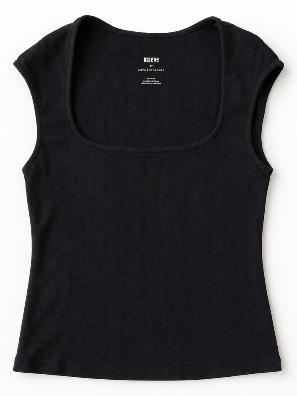 Maeve Anthropologie Black Square Neck Ribbed Tank